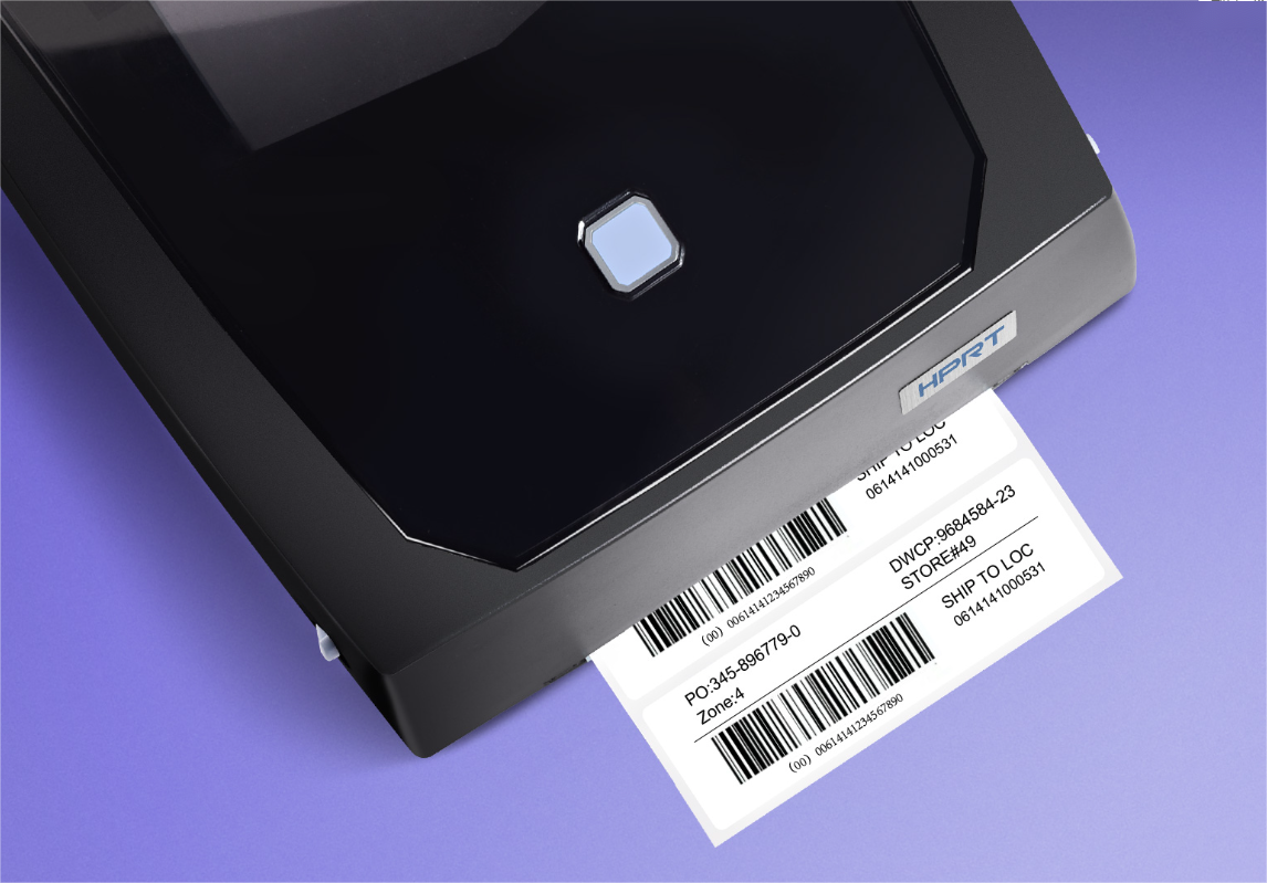 A label being printed from a printer barcode