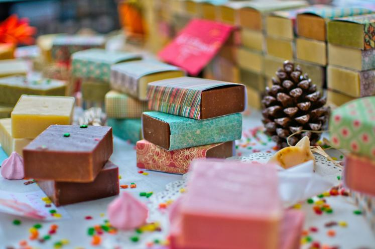 Coloseful handmade soap bars stacked