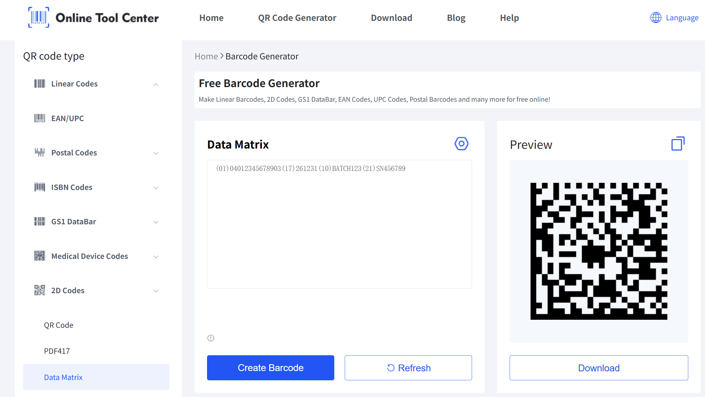 erate data matrix code