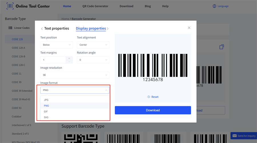 format barcode