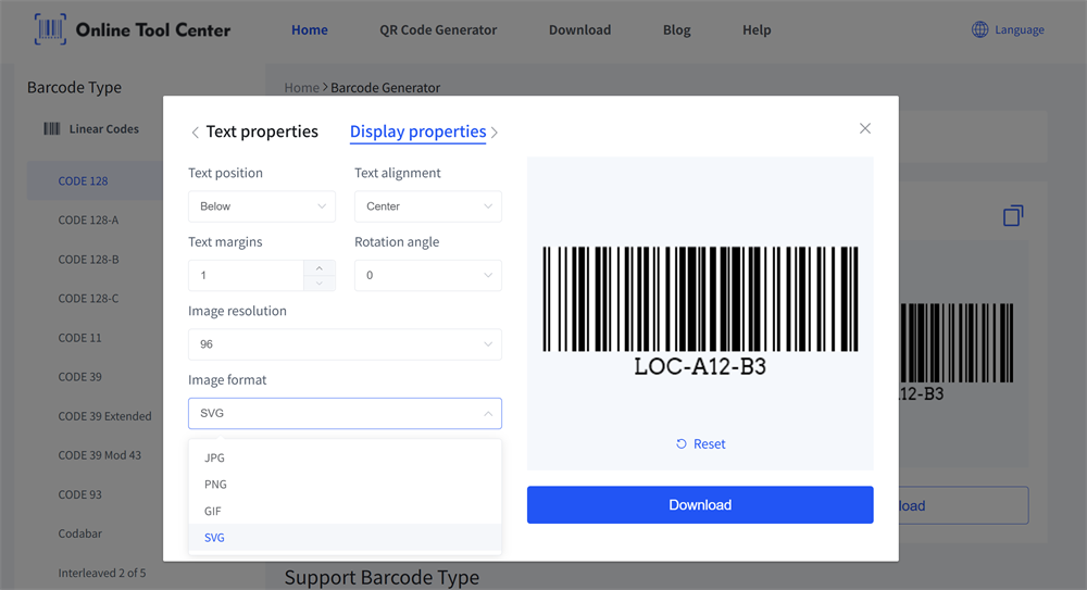format barcode