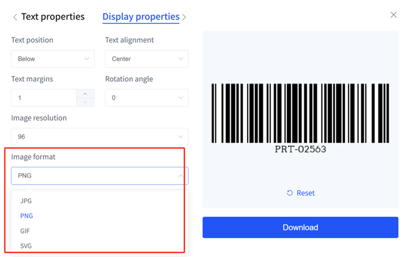 format barcode