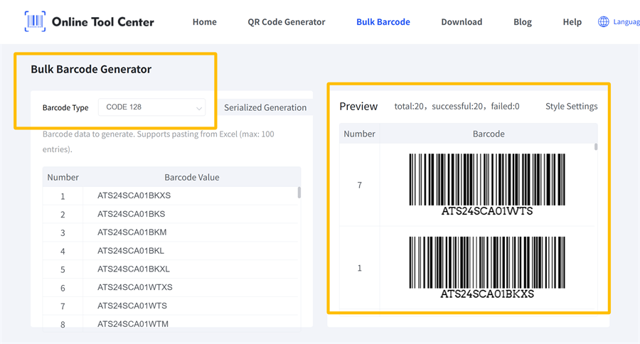 bulk barcode generator gjeneratori i kodeve të mëdha
