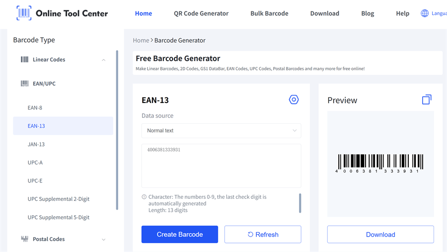 GTIN 13 barcode generao