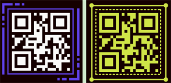QR Code on Black Background Kodi QR në sfond të zi