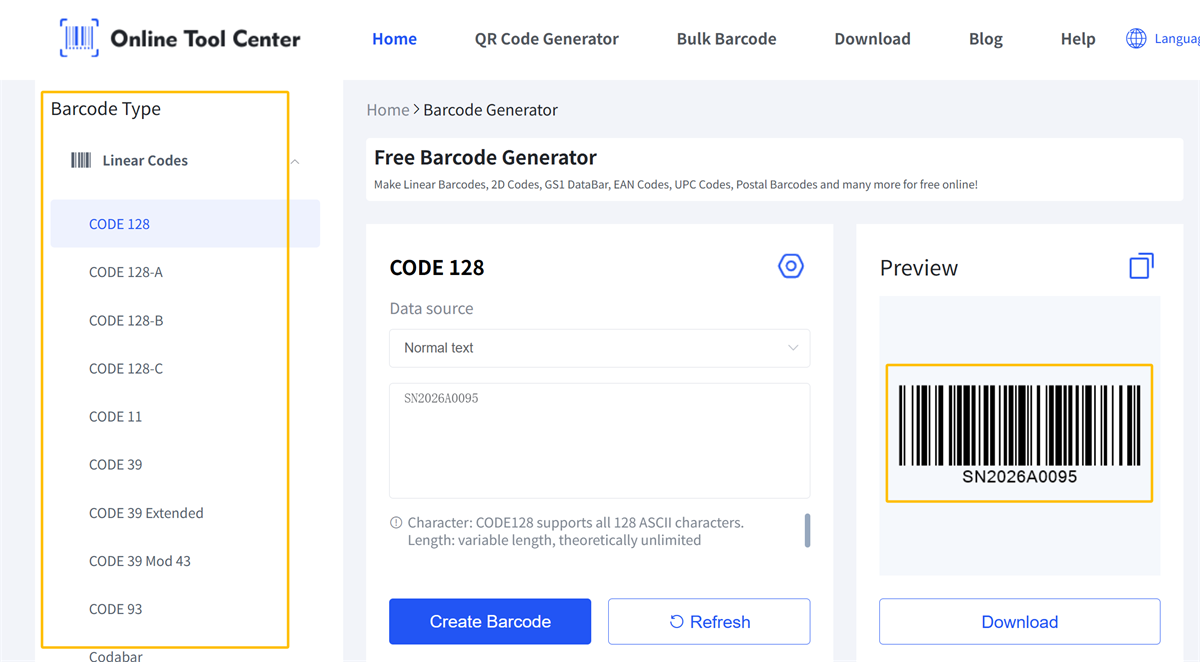 kodi i lart&euml; 128 barcode